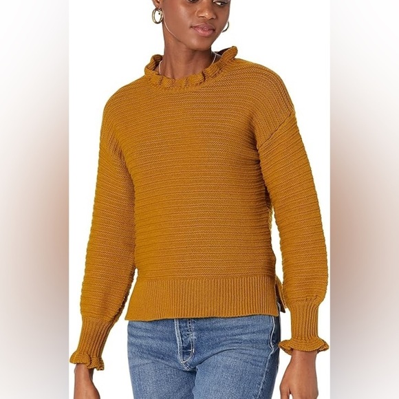 Madewell Sweaters - Madewell Ruffle-Neck Pullover Sweater Merino Wool Blend Classic Fall City SZ XS
